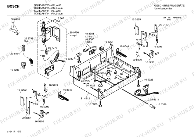 Взрыв-схема посудомоечной машины Bosch SGI43A84 - Схема узла 05