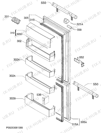 Взрыв-схема холодильника Electrolux ENC2854AOW - Схема узла Door 003