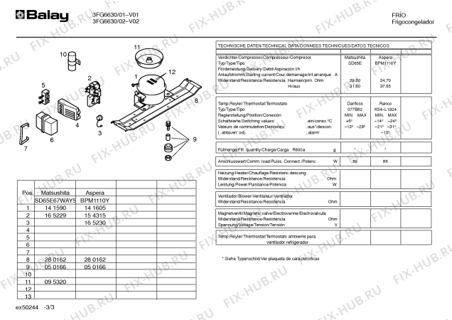 Взрыв-схема холодильника Balay 3FG6630 - Схема узла 03