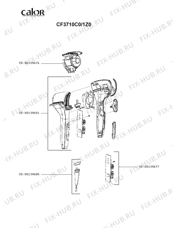 Схема №1 CF3710C0/1Z0 с изображением Корпусная деталь для фена Calor CS-00139681