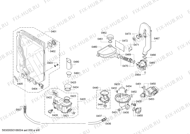 Взрыв-схема посудомоечной машины Gaggenau DI461133 - Схема узла 04