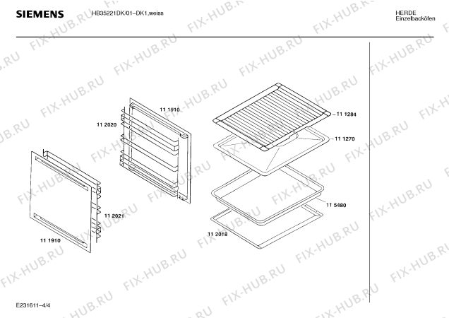 Взрыв-схема плиты (духовки) Siemens HB35221DK - Схема узла 04