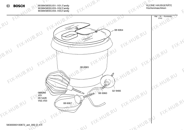 Взрыв-схема кухонного комбайна Bosch MUM4585SU Family Microtronic - Схема узла 03