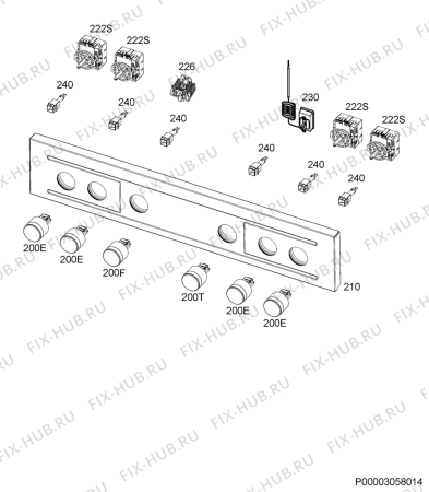 Схема №1 EE2000021D с изображением Кнопка для электропечи Aeg 5618449309