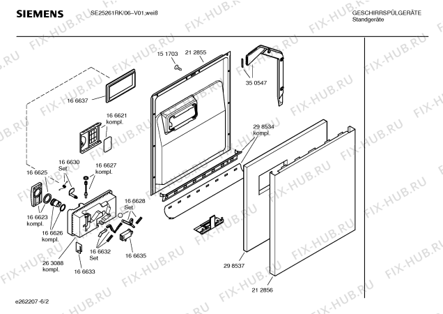 Схема №1 SE25261RK с изображением Инструкция по эксплуатации для посудомойки Siemens 00521523