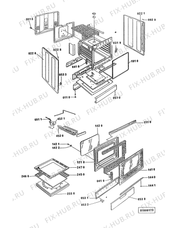 Схема №1 ACM 218 BB с изображением Обшивка для плиты (духовки) Whirlpool 481945358434