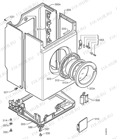 Взрыв-схема стиральной машины Electrolux EW1043S - Схема узла Cabinet + armatures