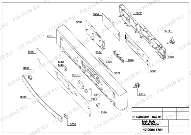 Взрыв-схема посудомоечной машины Beko GSN 1580 A (7615583342) - EXPLODED WIEV (PANEL GR.)