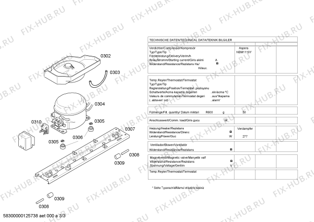 Взрыв-схема холодильника Profilo BD4305ANFE - Схема узла 03