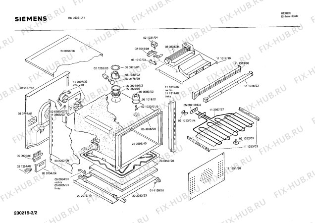 Взрыв-схема плиты (духовки) Siemens HE0502 - Схема узла 02