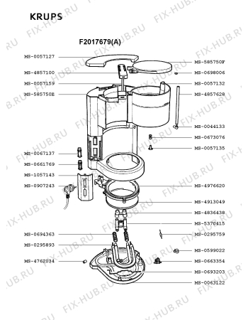 Взрыв-схема кофеварки (кофемашины) Krups F2017679(A) - Схема узла AP001531.0P2