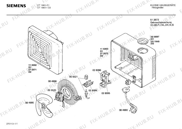 Схема №1 OT18601 с изображением Переключатель для обогревателя (вентилятора) Siemens 00028096