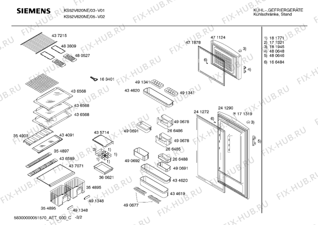 Схема №1 KS52V620NE с изображением Инструкция по эксплуатации для холодильника Siemens 00588140