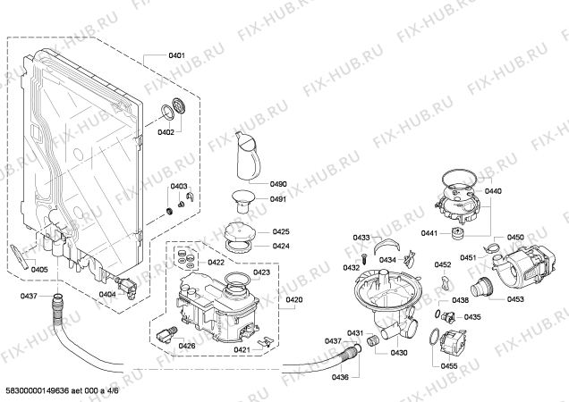 Взрыв-схема посудомоечной машины Bosch SMS53M18EU - Схема узла 04