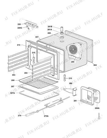 Взрыв-схема плиты (духовки) Electrolux EBGL3.1ZXM - Схема узла Housing 001