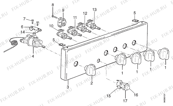 Взрыв-схема комплектующей Zanussi ZC4410W3 - Схема узла Section 3