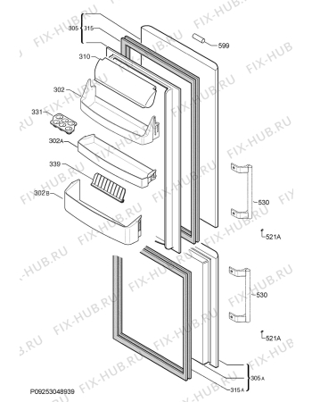 Взрыв-схема холодильника Rex Electrolux RRA36503X - Схема узла Door 003