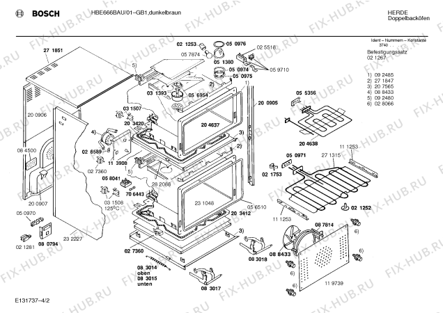Взрыв-схема плиты (духовки) Bosch HBE666BAU - Схема узла 02