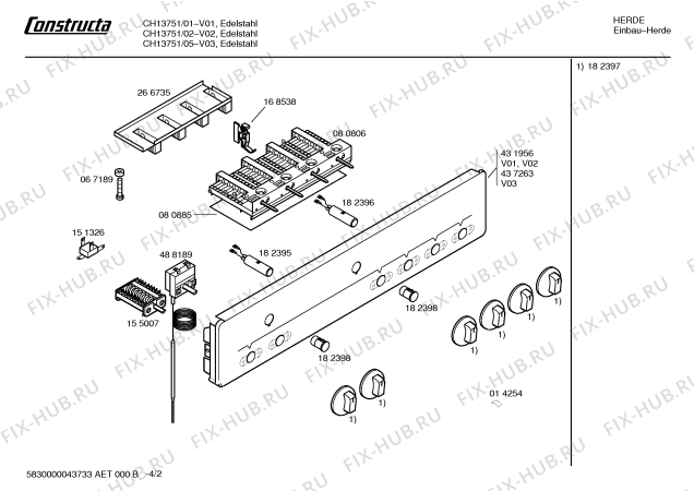 Схема №1 CH13751 с изображением Панель управления для электропечи Bosch 00431956