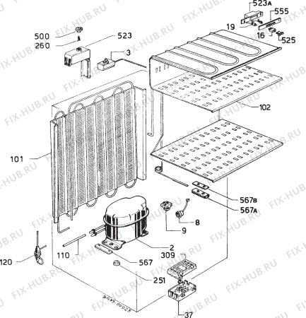 Взрыв-схема холодильника Zanussi ZV13 - Схема узла Refrigerator cooling system