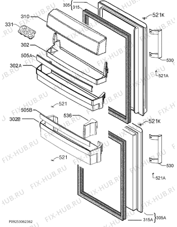 Взрыв-схема холодильника Electrolux SB309 - Схема узла Door 003