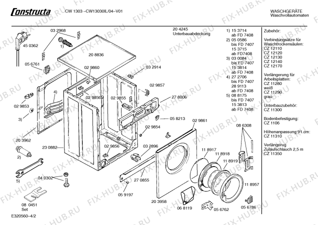 Схема №1 CW13030IL CW1303 с изображением Панель для стиральной машины Bosch 00288201