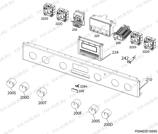 Взрыв-схема плиты (духовки) Aeg 47095VD-WN - Схема узла Command panel 037
