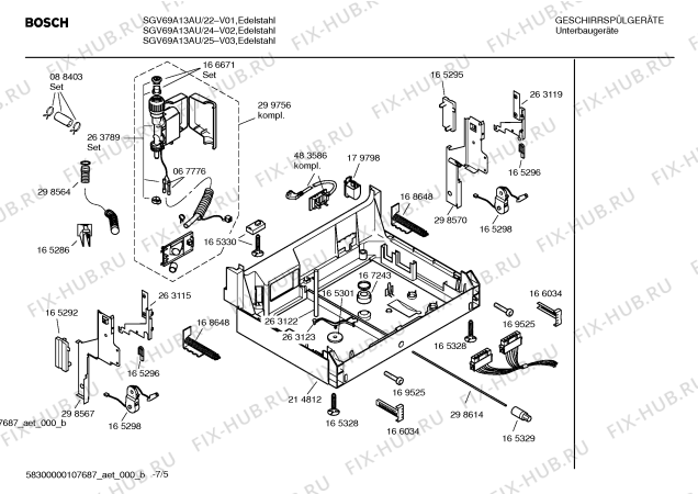 Взрыв-схема посудомоечной машины Bosch SGV69A13AU - Схема узла 05