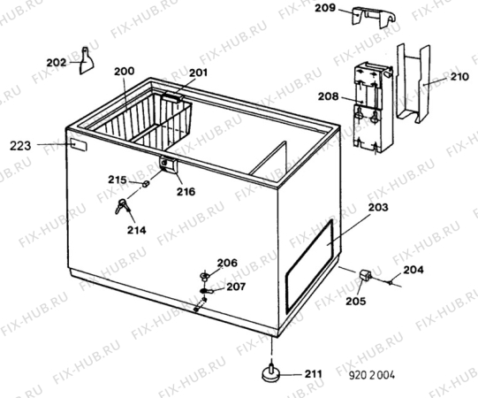 Взрыв-схема холодильника Faure FCH310W - Схема узла C30 Cabinet/interior B