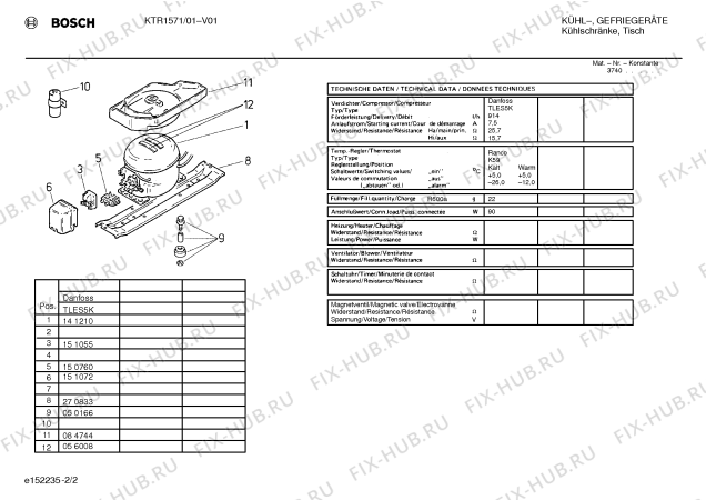 Взрыв-схема холодильника Bosch KTR1571 - Схема узла 02
