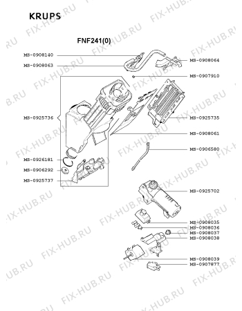 Взрыв-схема кофеварки (кофемашины) Krups FNF241(0) - Схема узла MP001888.6P4