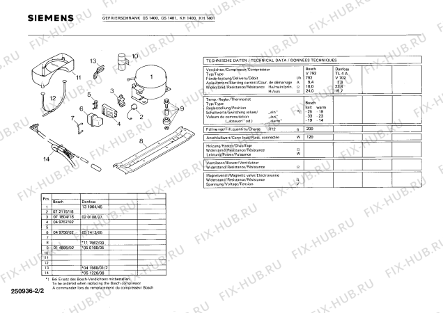 Взрыв-схема холодильника Siemens GS1401 - Схема узла 02