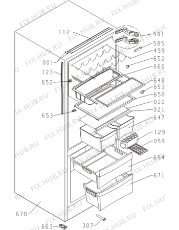 Схема №1 KI231LA-L (645776, HZI2386) с изображением Ящичек для холодильной камеры Gorenje 662075