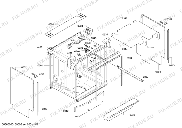 Взрыв-схема посудомоечной машины Bosch SMU65T15SK - Схема узла 03