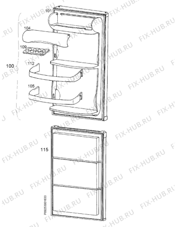 Взрыв-схема холодильника Zanussi ZK20/10R - Схема узла Door 003