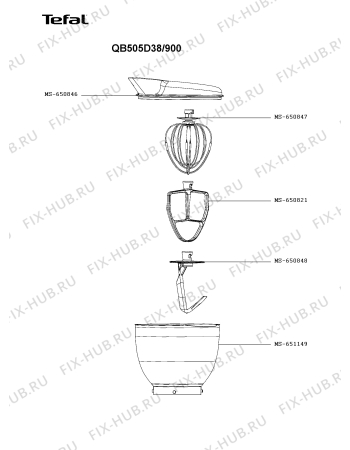 Взрыв-схема кухонного комбайна Tefal QB505D38/900 - Схема узла EP005804.6P2