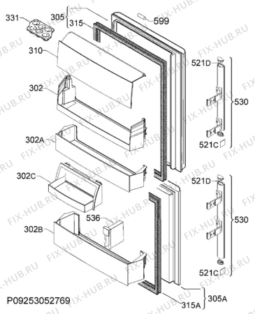 Взрыв-схема холодильника Electrolux EN3613AOW - Схема узла Door 003