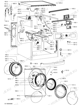 Схема №1 WFE1490DW с изображением Блок управления для стиральной машины Whirlpool 481010624899