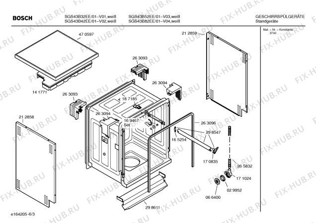 Взрыв-схема посудомоечной машины Bosch SGS43B52EE Evolution - Схема узла 03