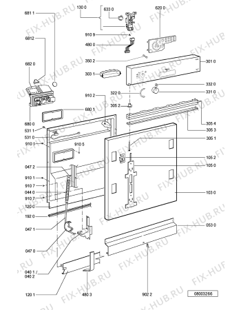 Взрыв-схема посудомоечной машины Whirlpool ADG 8440 WH - Схема узла