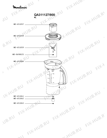 Взрыв-схема кухонного комбайна Moulinex QA311127/900 - Схема узла 7P005897.5P3