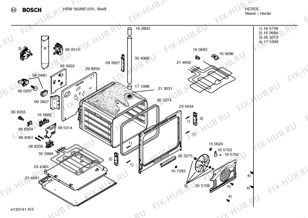 Взрыв-схема плиты (духовки) Bosch HSW562MEU - Схема узла 05