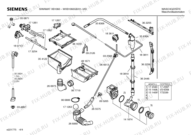 Схема №1 WXB1060GB SIWAMAT XB1060 с изображением Инструкция по эксплуатации для стиральной машины Siemens 00529532