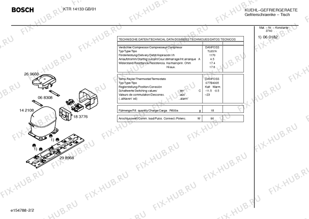 Схема №1 KTR14133GB с изображением Дверь для холодильной камеры Bosch 00240464