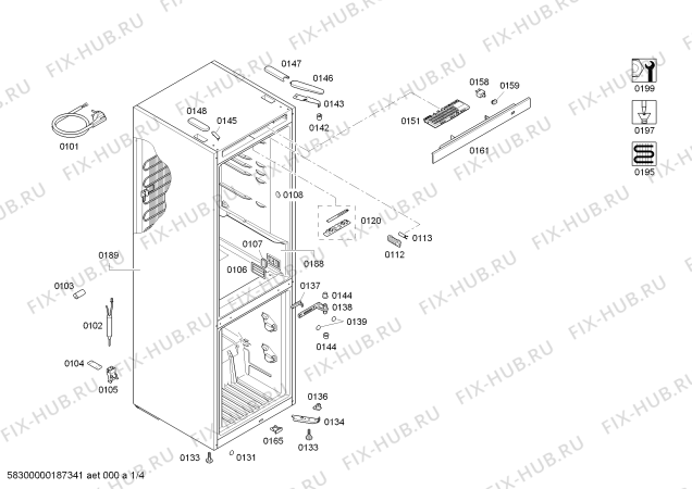 Схема №1 KGN39XL41 с изображением Панель управления для холодильной камеры Bosch 11001794