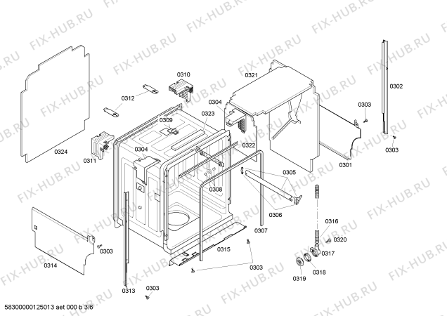 Схема №1 SHX56C06UC Bosch с изображением Внешняя дверь для посудомойки Bosch 00245645