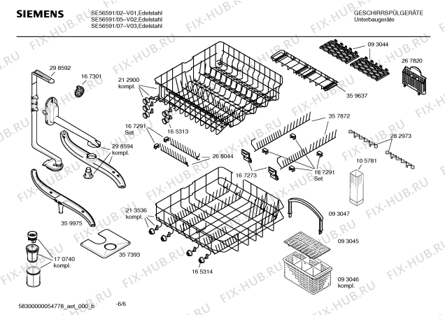 Взрыв-схема посудомоечной машины Siemens SE56591 - Схема узла 06