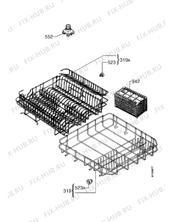 Взрыв-схема посудомоечной машины Zanussi ZDM4714B - Схема узла Baskets, tubes 061