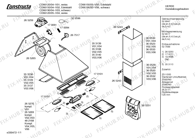 Схема №1 CD66190 с изображением Инструкция по эксплуатации для электровытяжки Bosch 00528947