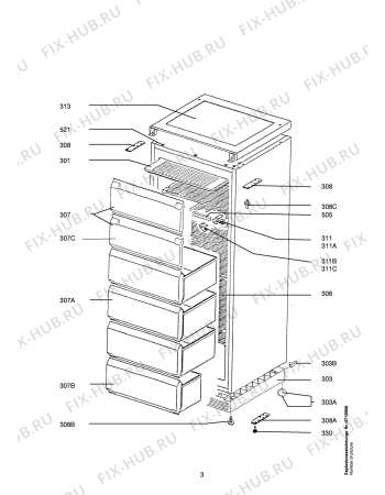 Взрыв-схема холодильника Aeg ARC3640-4GS - Схема узла Housing 001